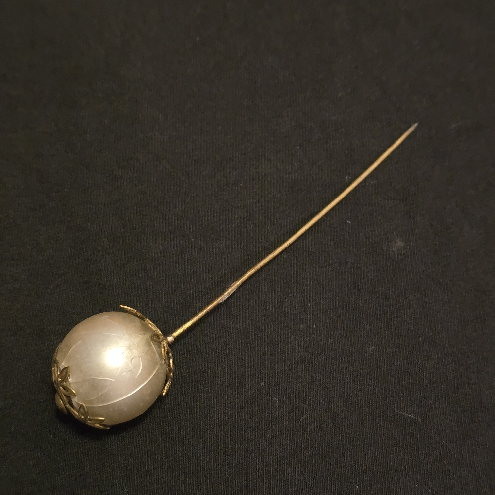 Antique Gold & White Hat Pin